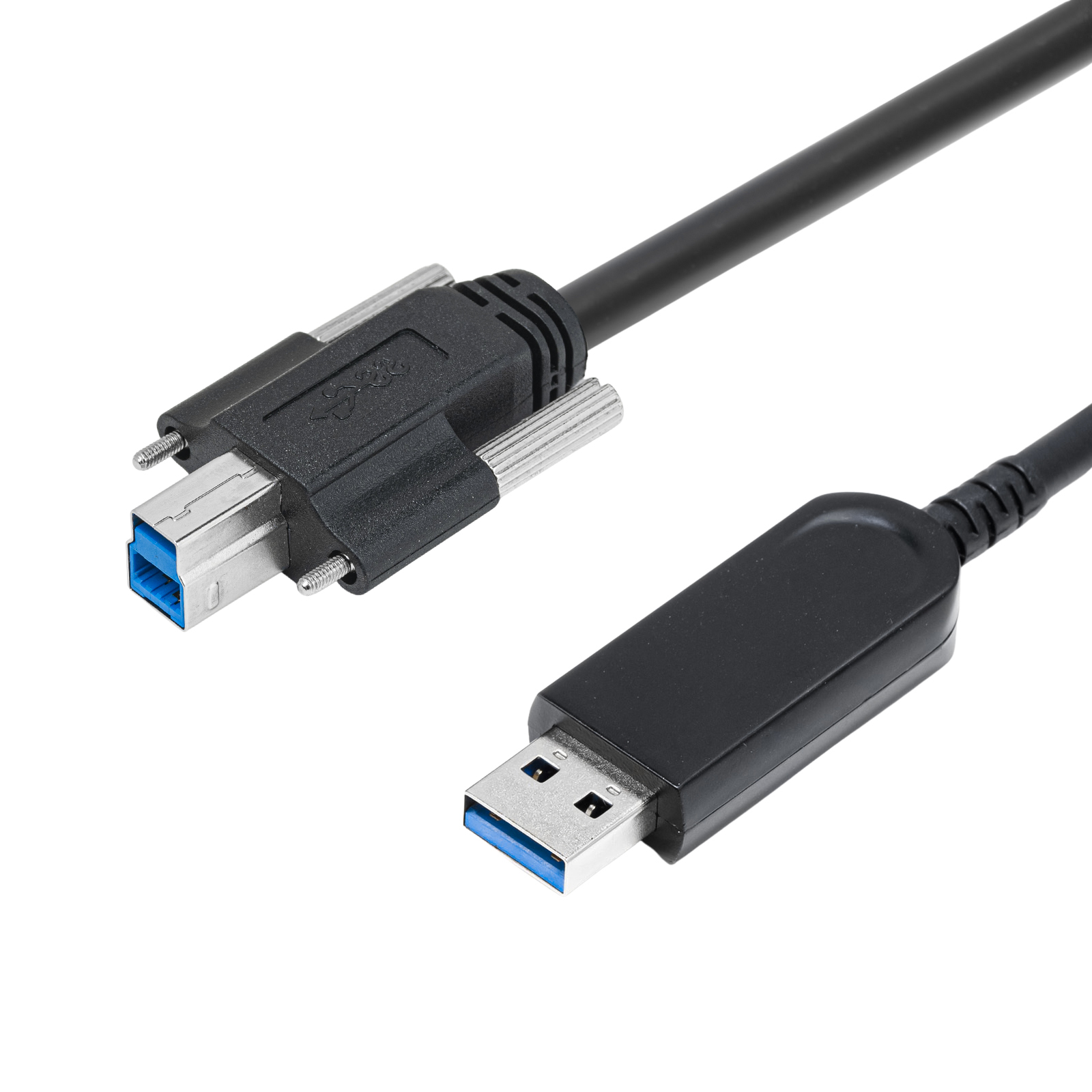 USB 3.2 AM-Type B with locking screw fiber cable, support backward compatible with USB 2.0 with drag chain jacket(15M Version)
